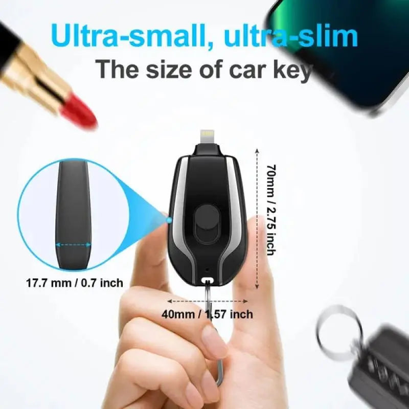 1500 mAh Mini Power Emergency Pod-sleutelhangeroplader met Type-C ultracompacte mini-batterij Snel opladen Backup Power Bank