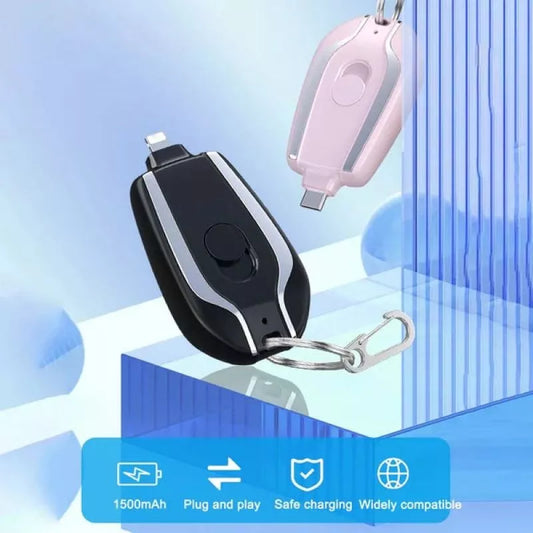 1500mAh Mini Power Emergency Pod Keychain Charger With Type-C Ultra-Compact Mini Battery Pack Fast Charging Backup Power Bank