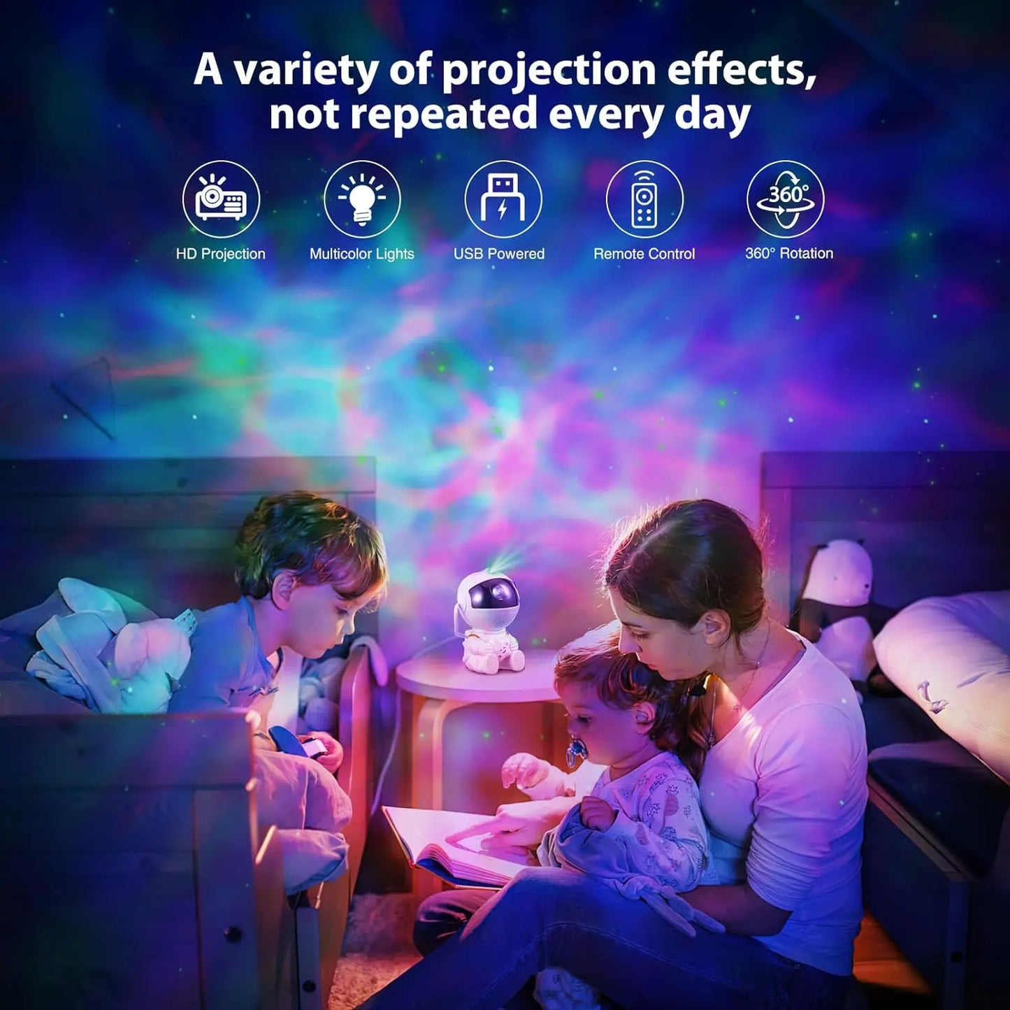 Galaxy Star Projector LED Night Light Starry Sky Astronaut Porjectors Lamp For Home Decoration Bedroom Room Decor Children Gifts